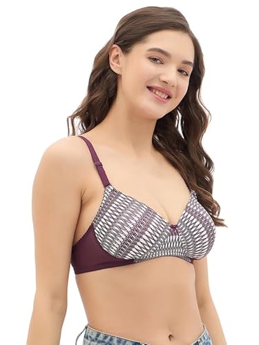 Clovia Women’s Polyamide Printed T-Shirt Bra – Lightly Padded, Wire-Free, Full-Cup Support